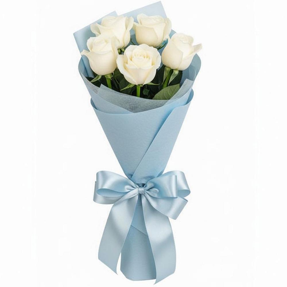 Букет 5 Белых роз Проуд в Зайцево