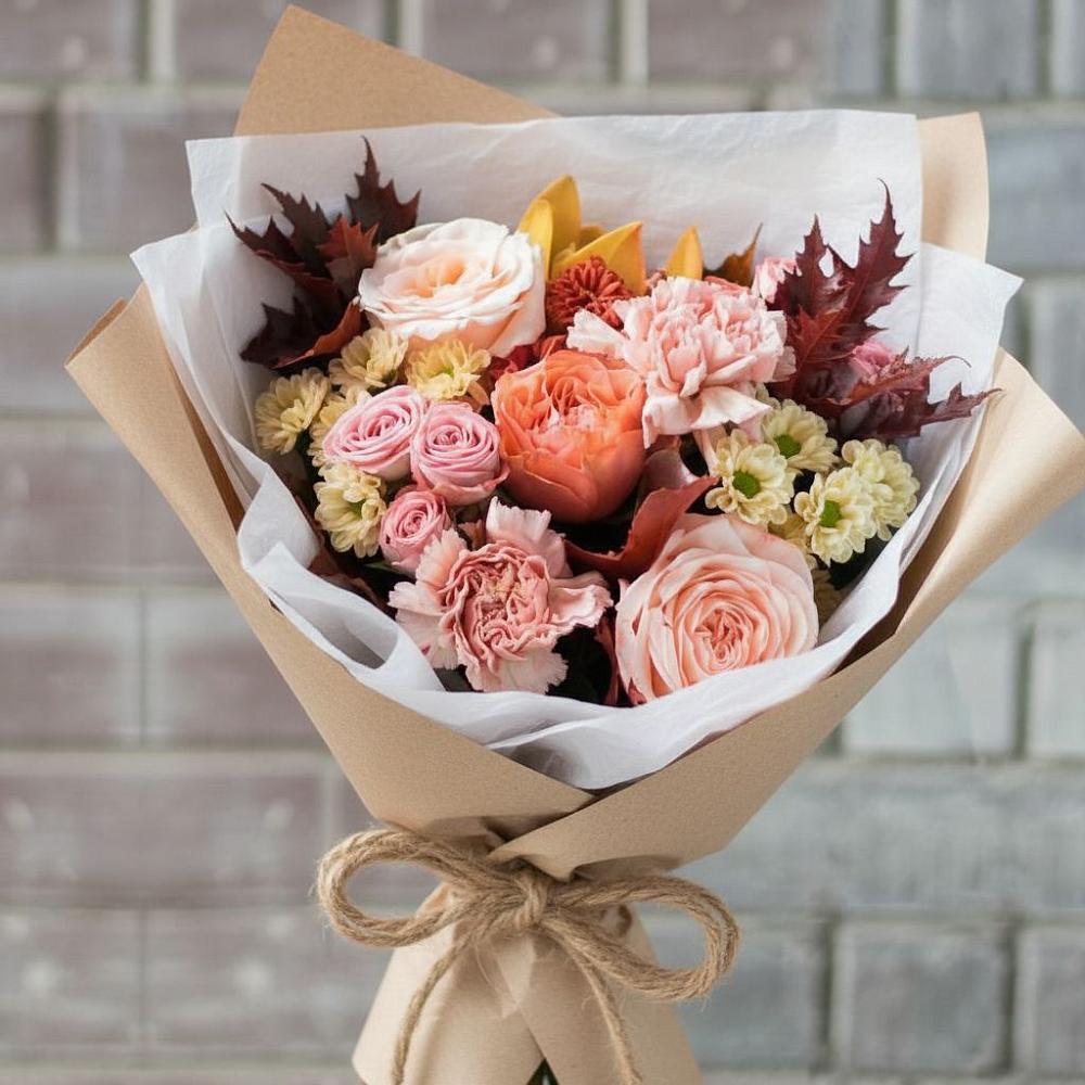 Букет цветов из: Гвоздики, Хризантемы и Розы в Зайцево