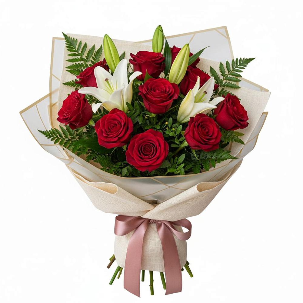 Букет цветов из: Лилии и Розы в Зайцево