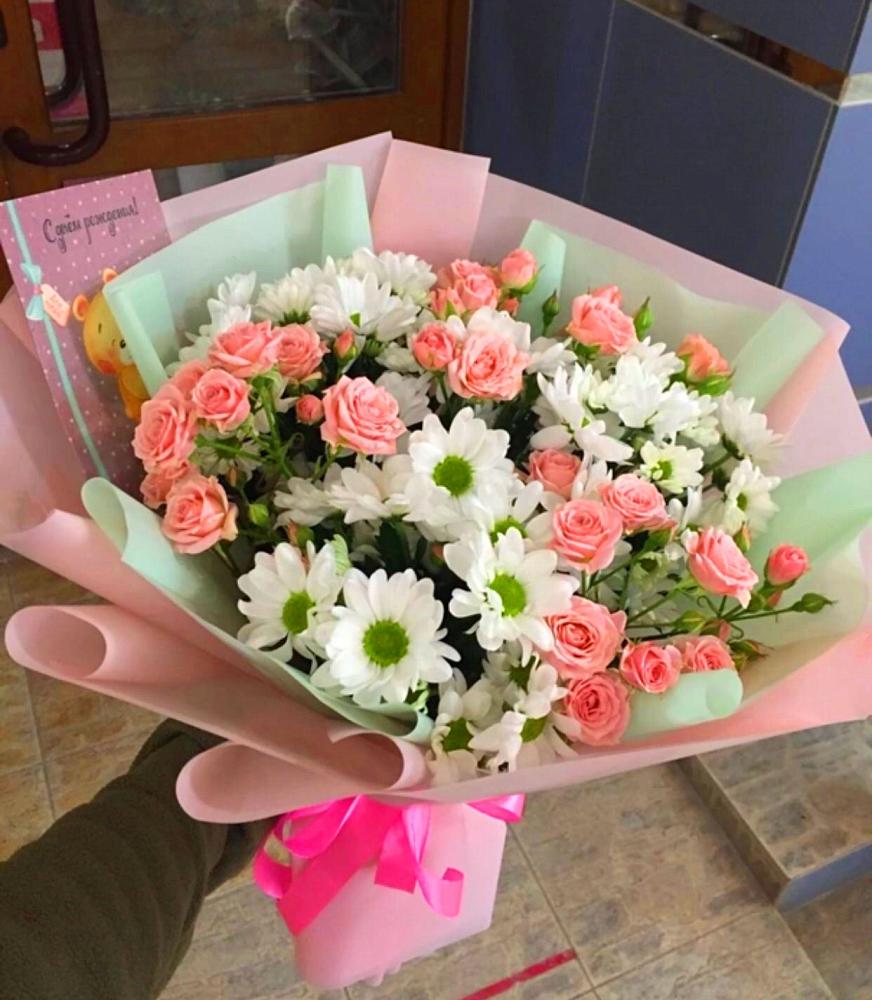 Букет цветов из: Розы и Хризантемы в Зайцево