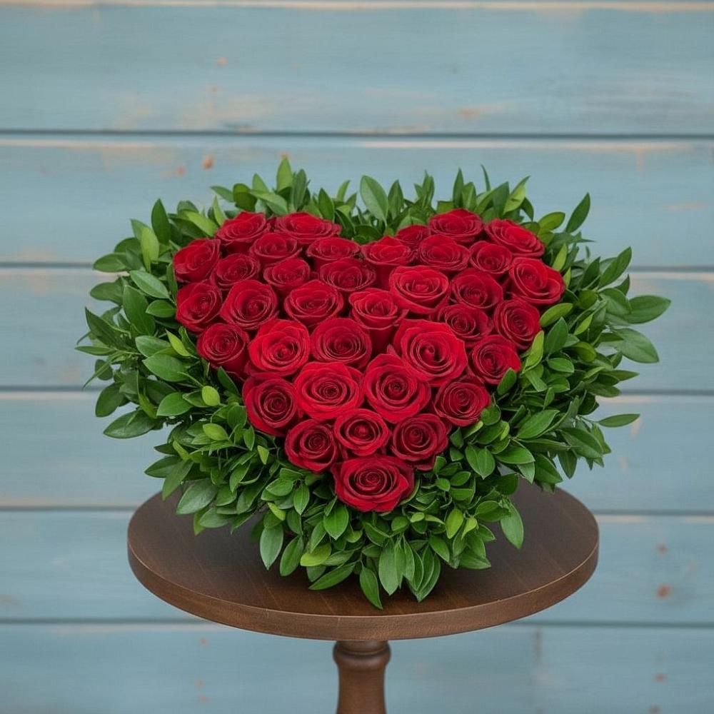 Цветочная композиция из Розы в виде сердца в Зайцево