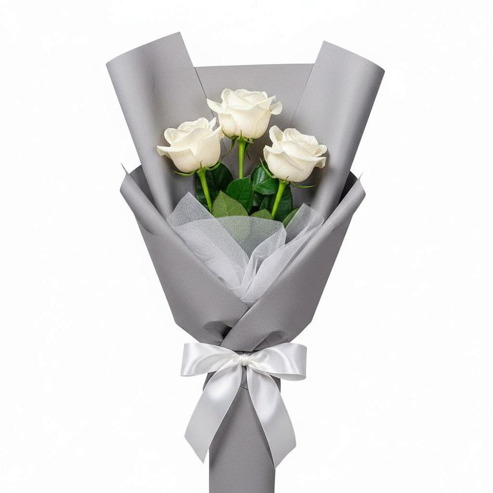 Букет 3 белые розы в Зайцево