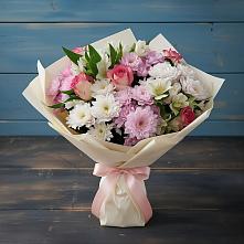 Букет цветов из:  Хризантемы, Альстромерии и Розы в Зайцево