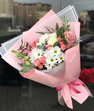 Букет цветов из:  Розы, Лизиантусы и Хризантемы в Зайцево