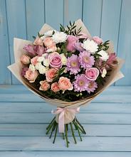 Букет цветов из:  Хризантемы, Розы и Альстромерии #REPLACE_PRED# Зайцево