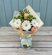 Букет цветов из:  Герберы, Розы и Хризантемы в Зайцево