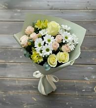 Букет цветов из:  Альстромерии, Розы и Хризантемы в Зайцево