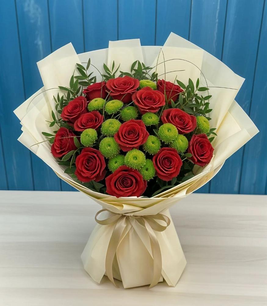 Букет цветов из: Розы и Хризантемы в Зайцево