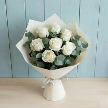 Букет Белые розы в Эвкалипте в Зайцево