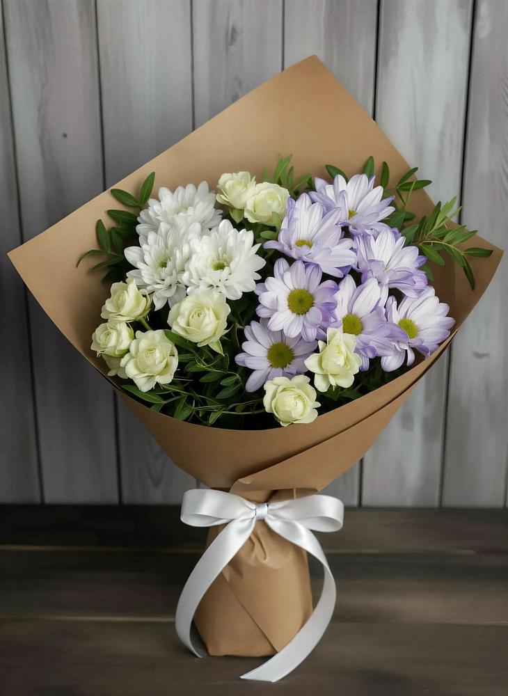 Букет цветов из: Хризантемы и Розы в Зайцево